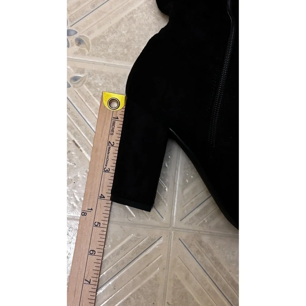 Aubriana Black Over The Knee Heeled Boots Faux Suede Pointed Toe Size 9